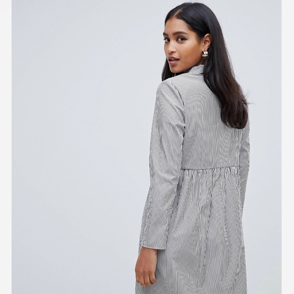 ASOS DESIGN striped cotton smock mini dress - Picture 2 of 3